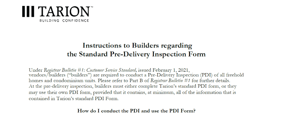 Pre Delivery Inspection Form