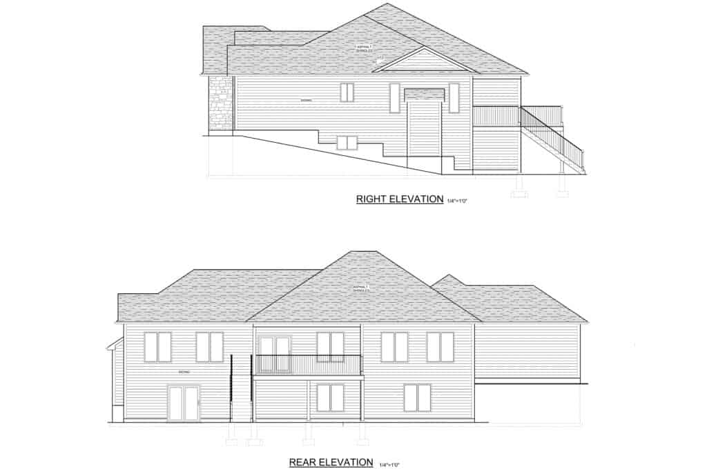 Stewart Right and Rear Elevation